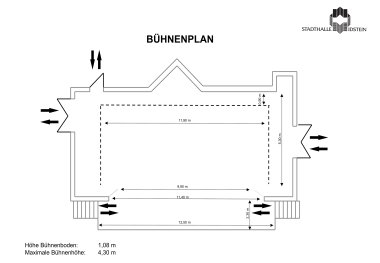 Plan mit Massangaben Bühne