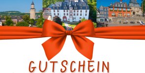 Gutschein Blatt Papier auf dem Gutschein steht